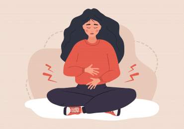 Illustration of person sitting cross legged in pain