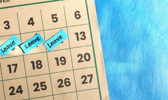 Calendar with leave stickers on some dates